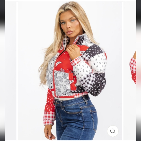 #127 🌻Paisley Puffer Bandana Jacket with Stand-up Collar - Picture 2 of 5